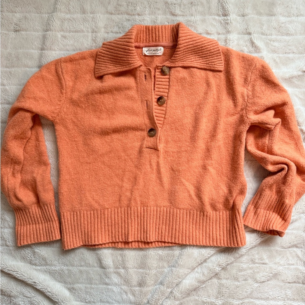 Free People Soft Orange Cowl Neck Sweater